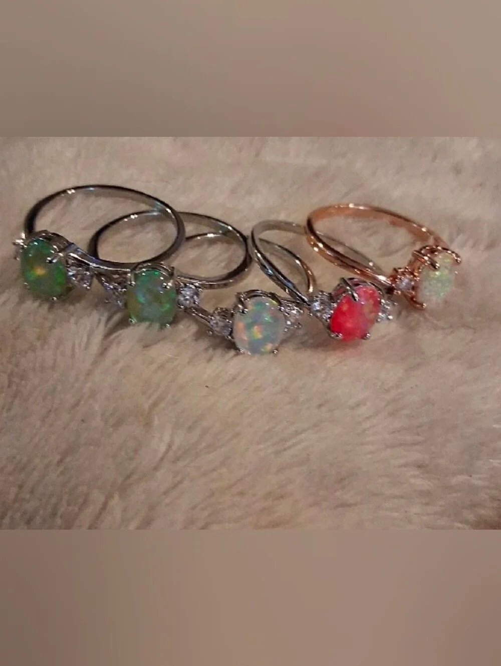 $8 Each Or Bundle 5/$20 Sterling Silver Opal Oval Halo Rings